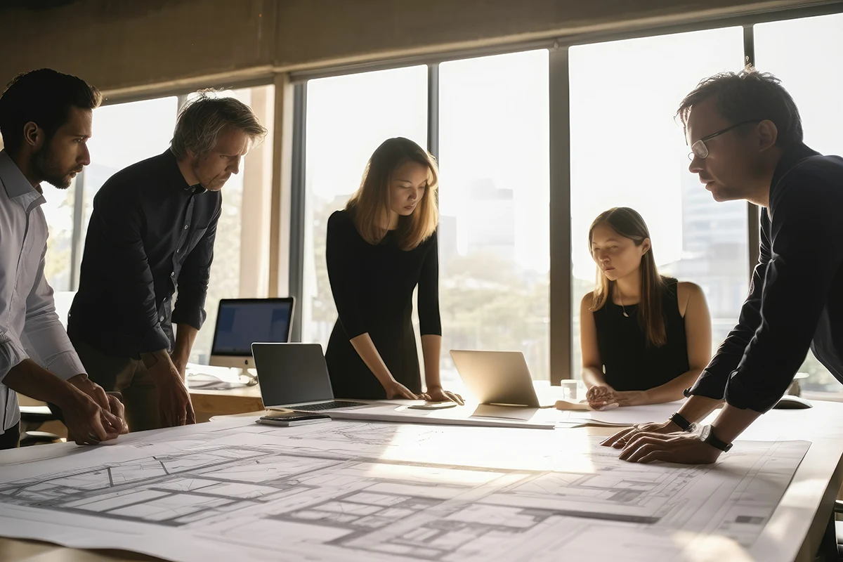 group around a table planning