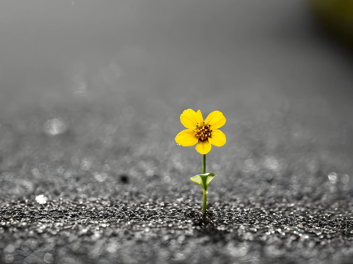 flower growing out of sidewalk